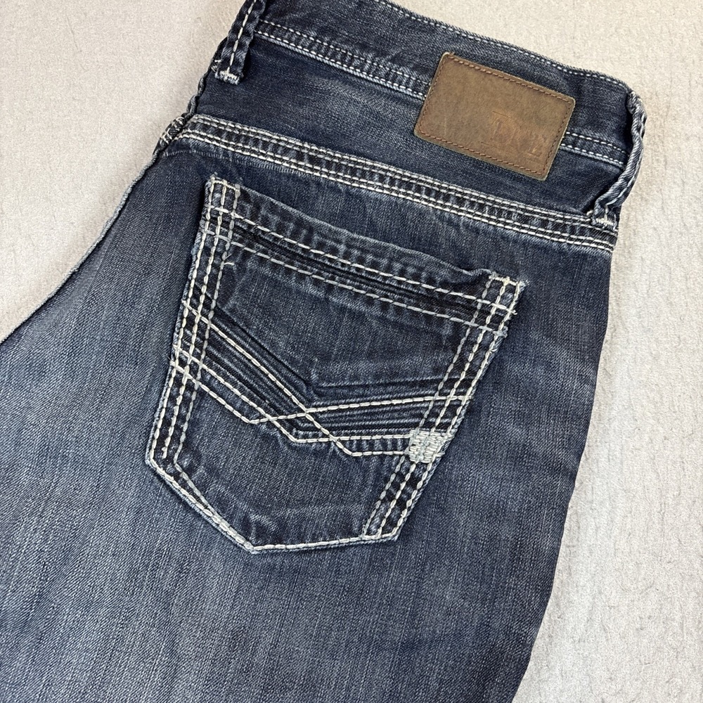 BKE Seth Jeans Mens Size 38L Straight Leg Whiskering Baggy Boot EUC